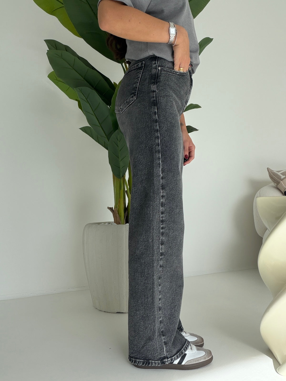 Y5656-JEANS PALAZZO GREY