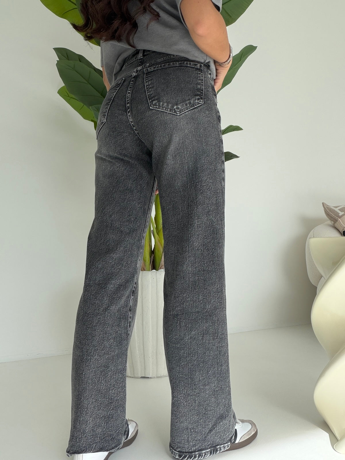 Y5656-JEANS PALAZZO GREY