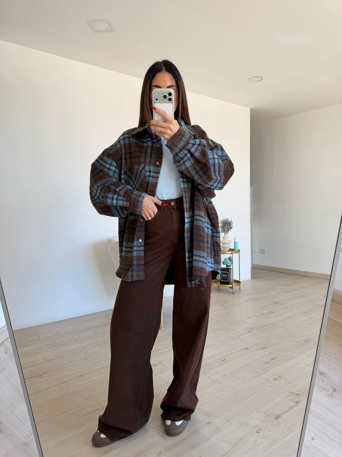 SJ1627-JEANS PALAZZO CHOCO