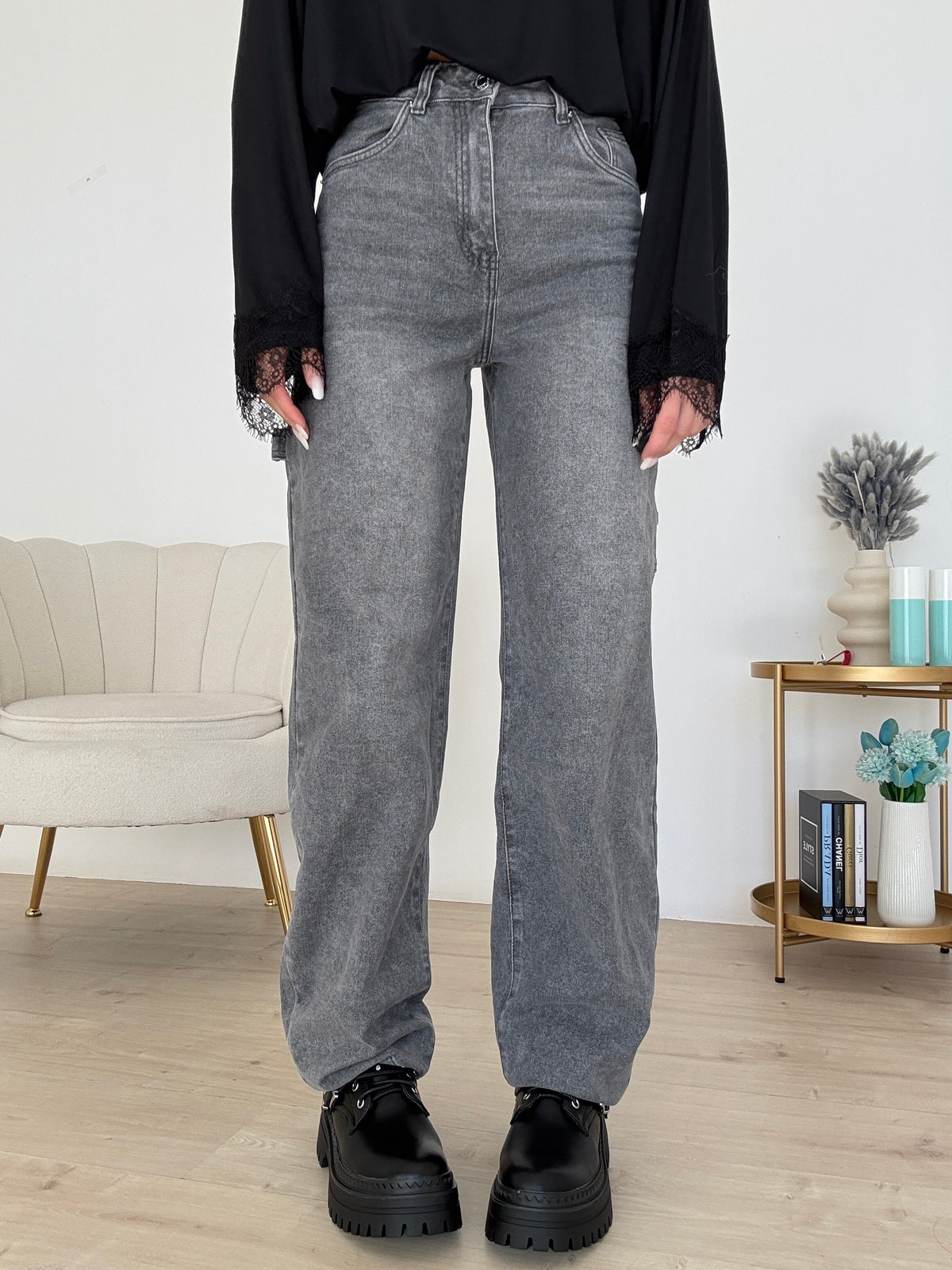 8908-JEANS SLOUCHY GREY