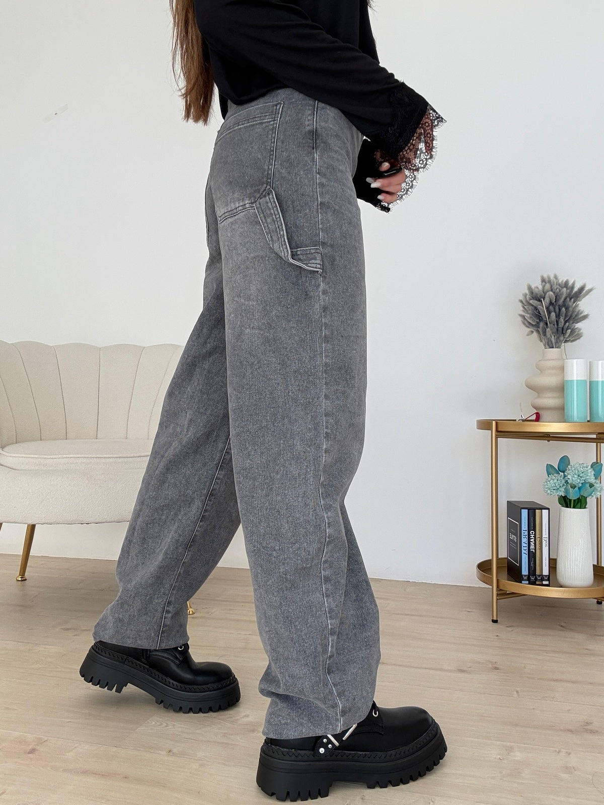 8908-JEANS SLOUCHY GREY