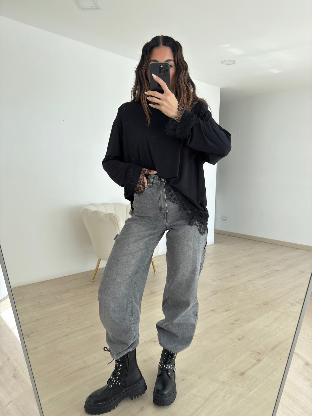 8908-JEANS SLOUCHY GREY