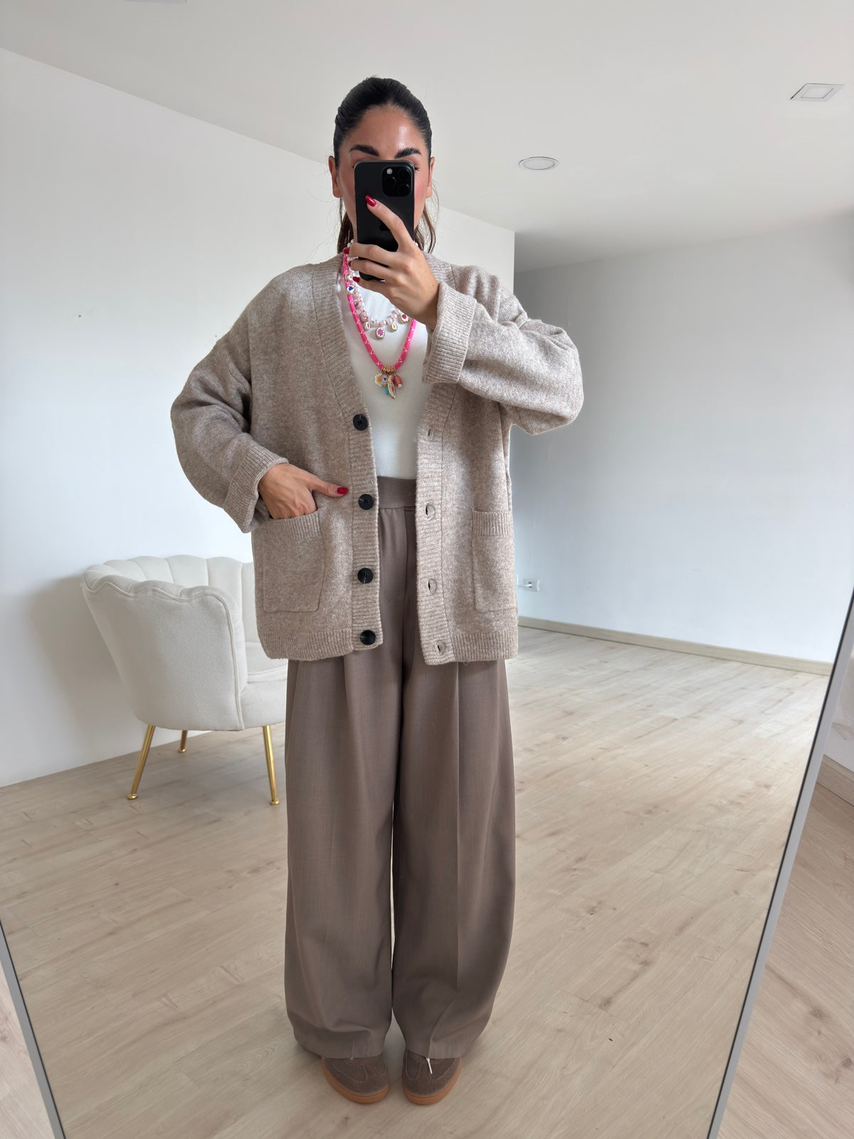 NEW PANTALONE PALAZZO TAUPE