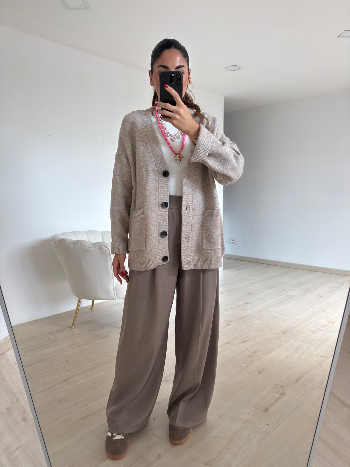 NEW PANTALONE PALAZZO TAUPE