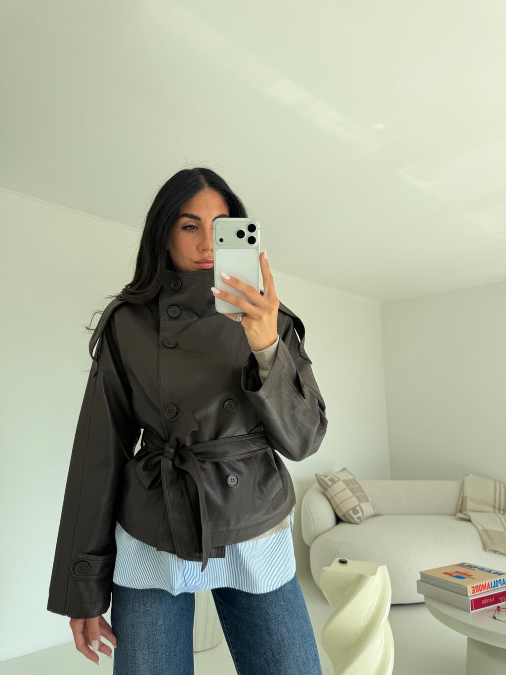 DD98-B-TRENCH IN ECO-PELLE CHOCO