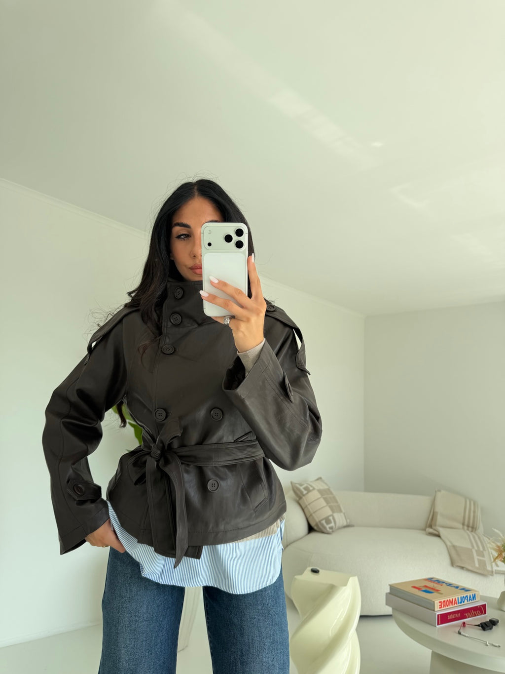DD98-B-TRENCH IN ECO-PELLE CHOCO