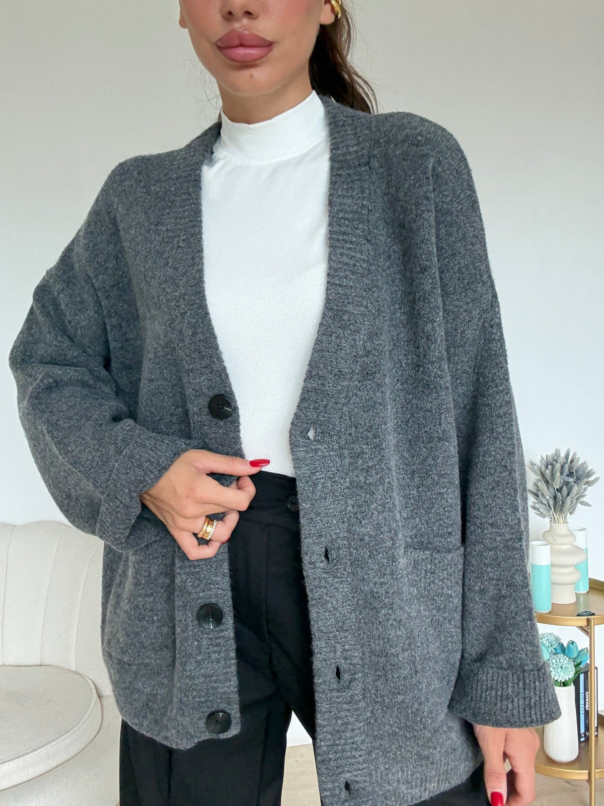 AN64827-CARDIGAN BLAIR GREY