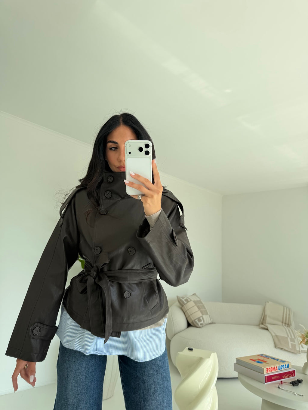 DD98-B-TRENCH IN ECO-PELLE CHOCO