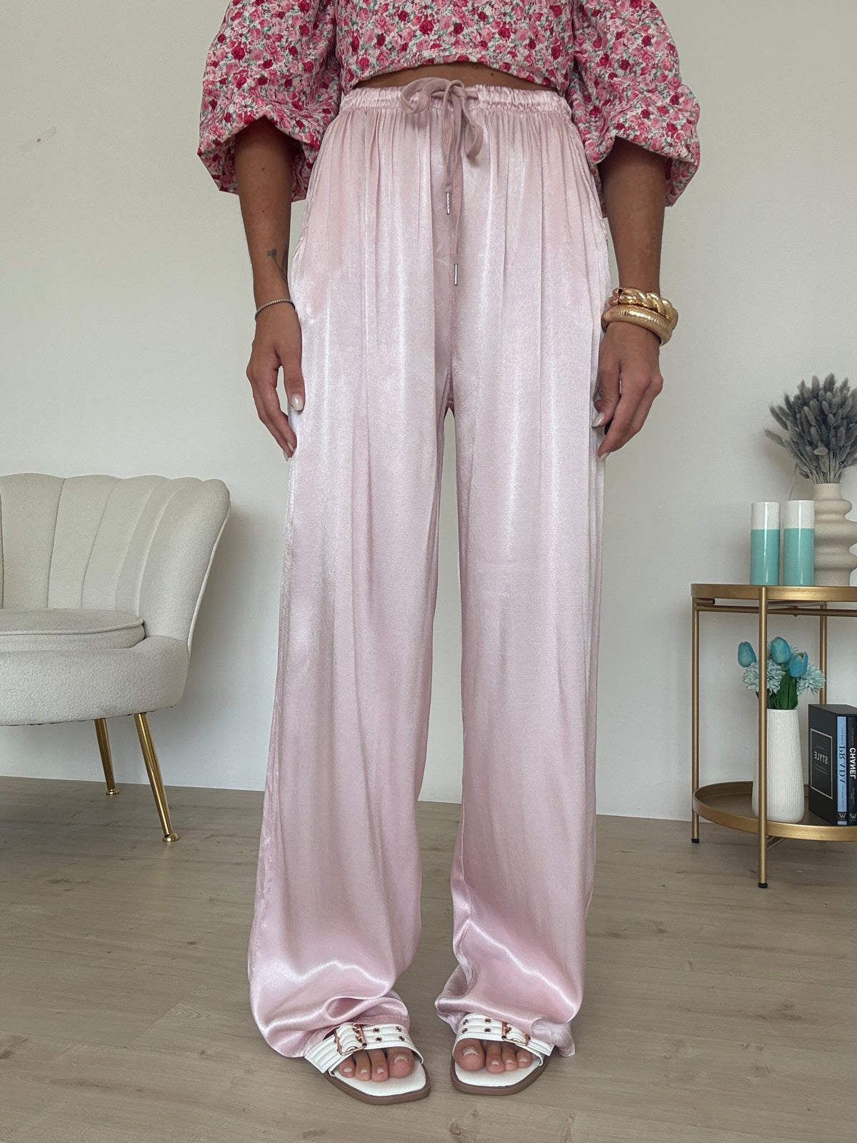 PANTALONE SATIN BABY PINK