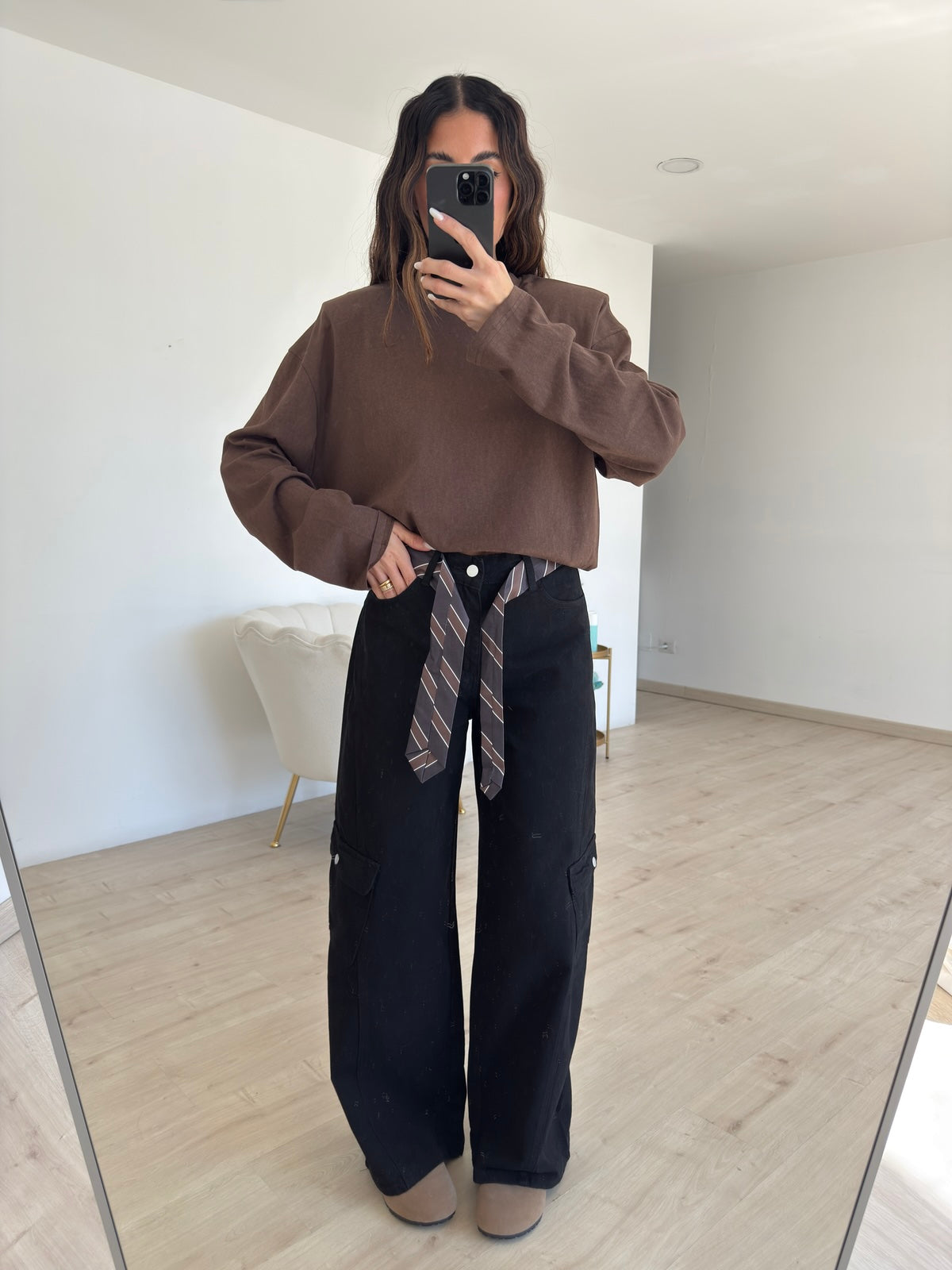 S22090-JEANS+CRAVATTA BLACK