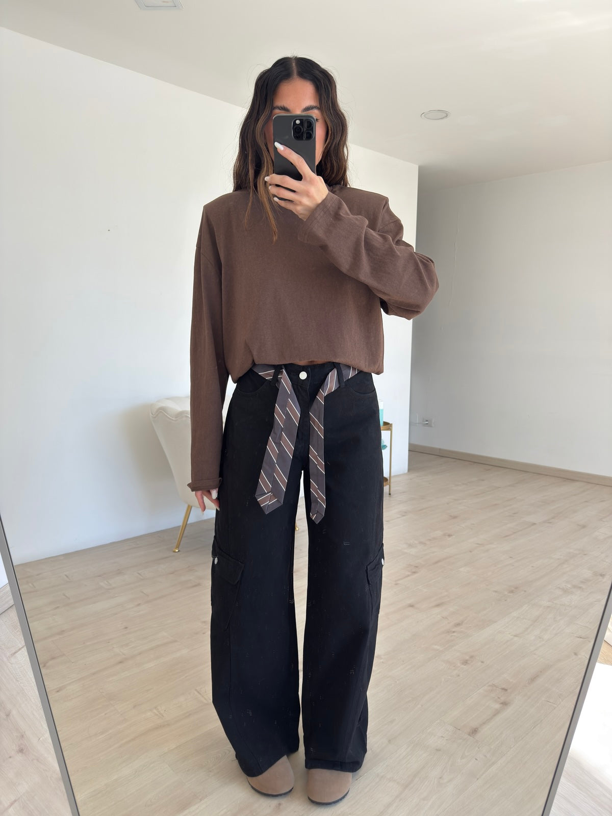 S22090-JEANS+CRAVATTA BLACK