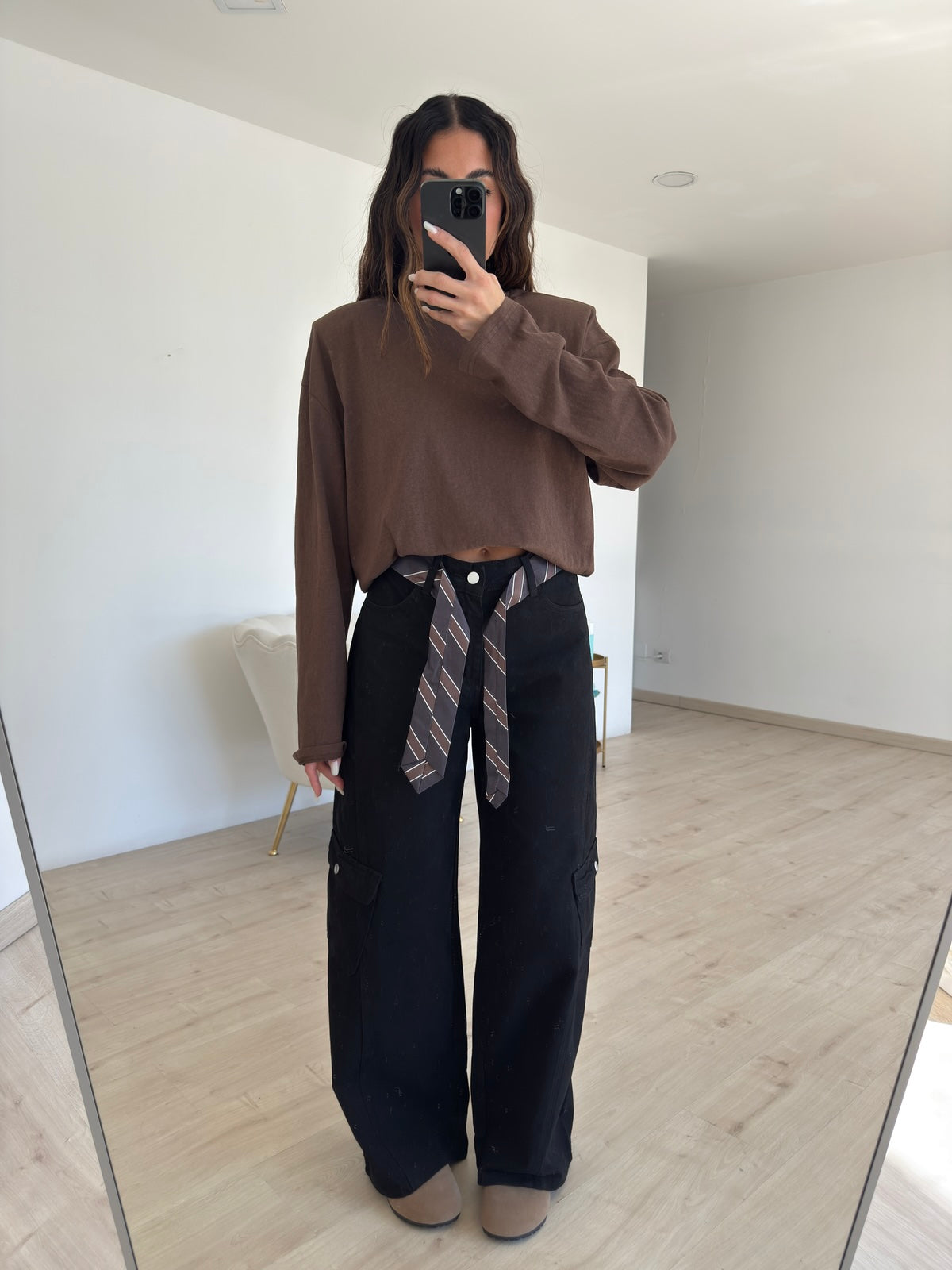 S22090-JEANS+CRAVATTA BLACK