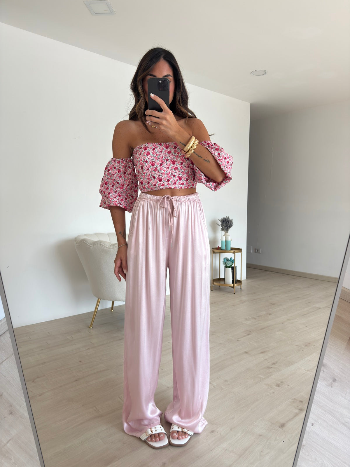 PANTALONE SATIN BABY PINK