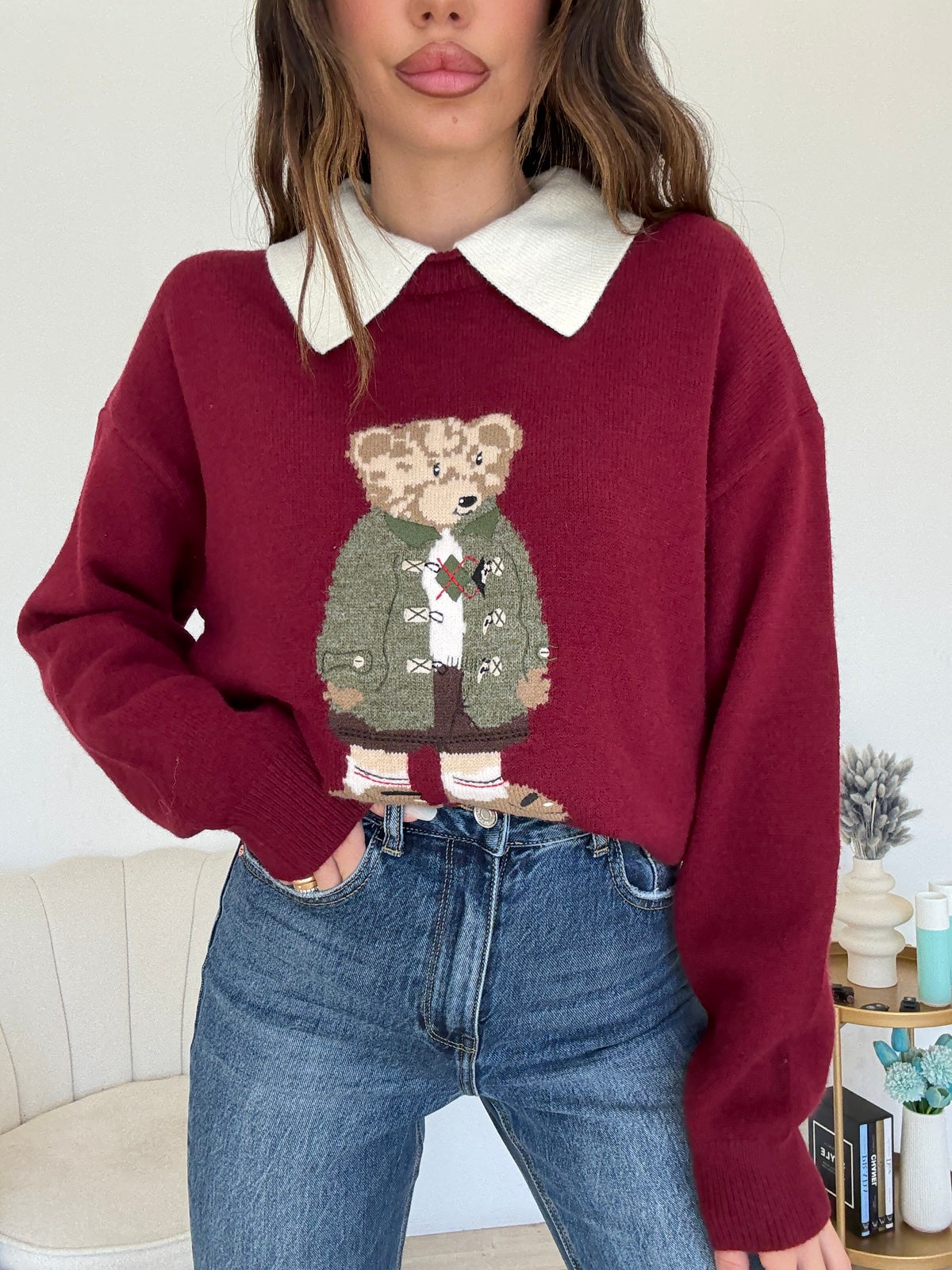 VS948-PULL ORSETTO BORDEAUX
