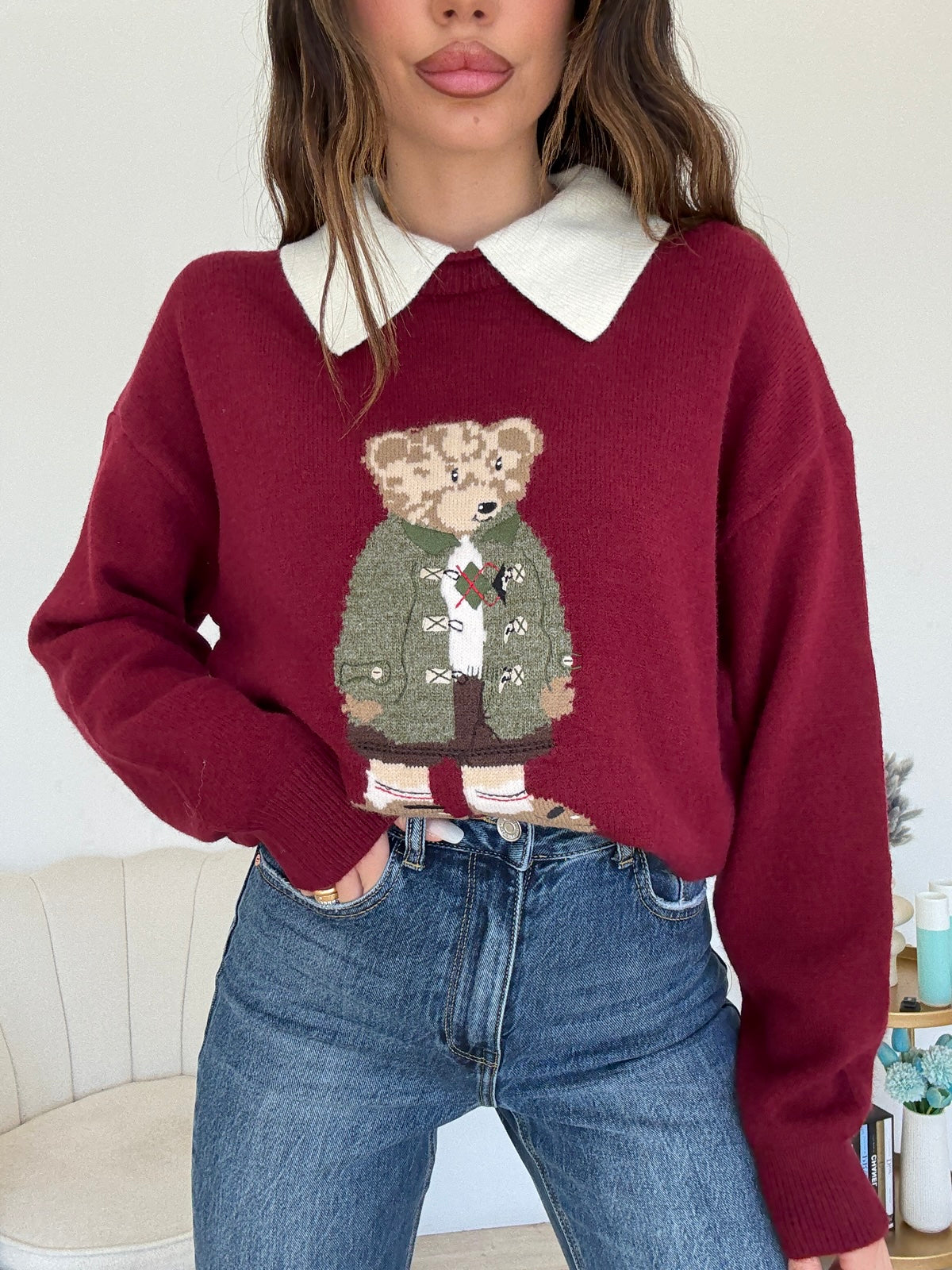 VS948-PULL ORSETTO BORDEAUX