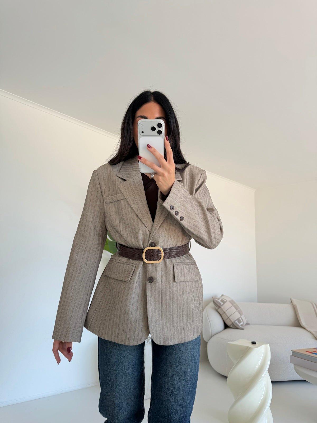 7087-BLAZER+CINTURA ELLIS TAUPE