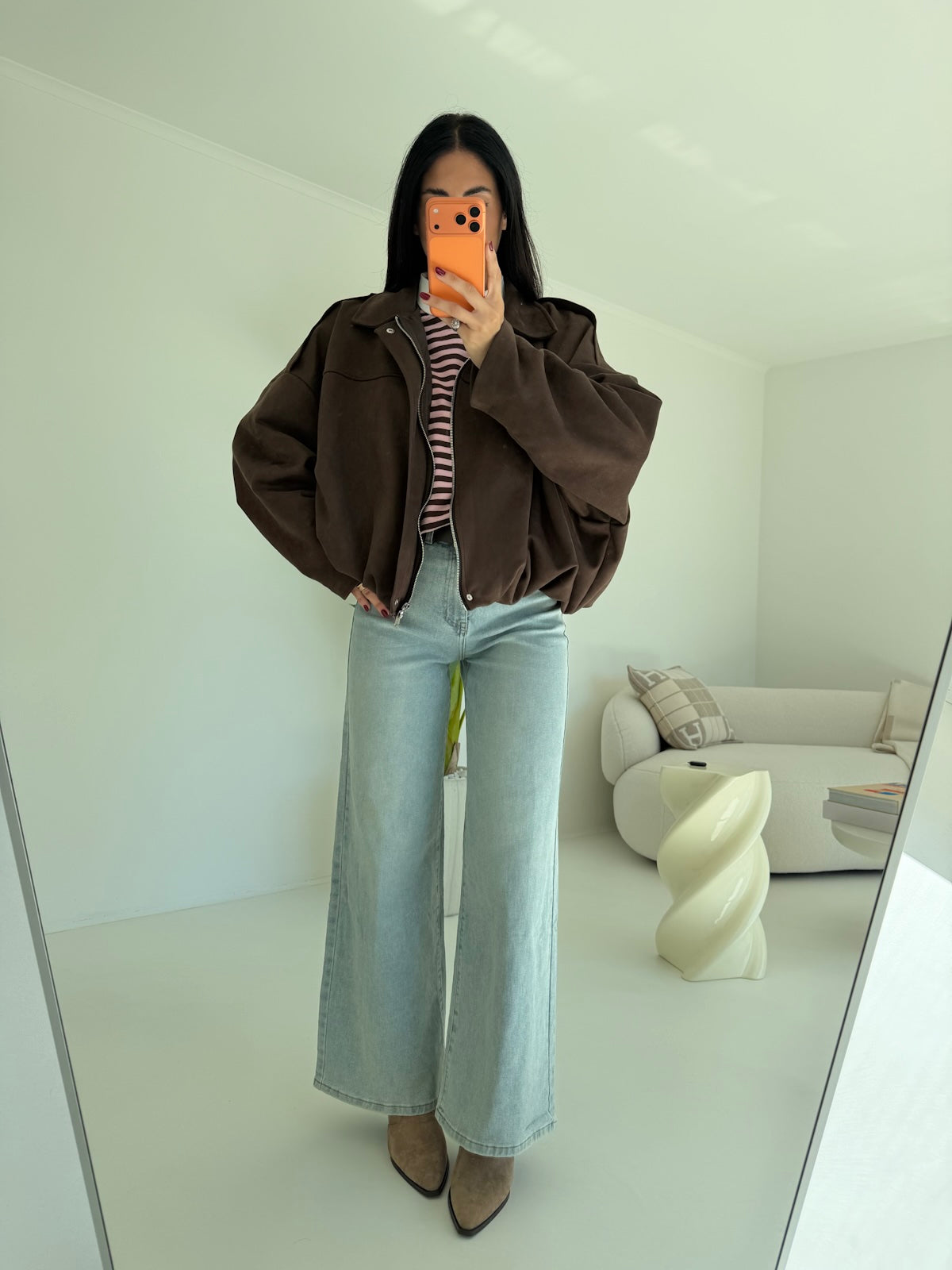A2736-BOMBER SUEDE CHOCO