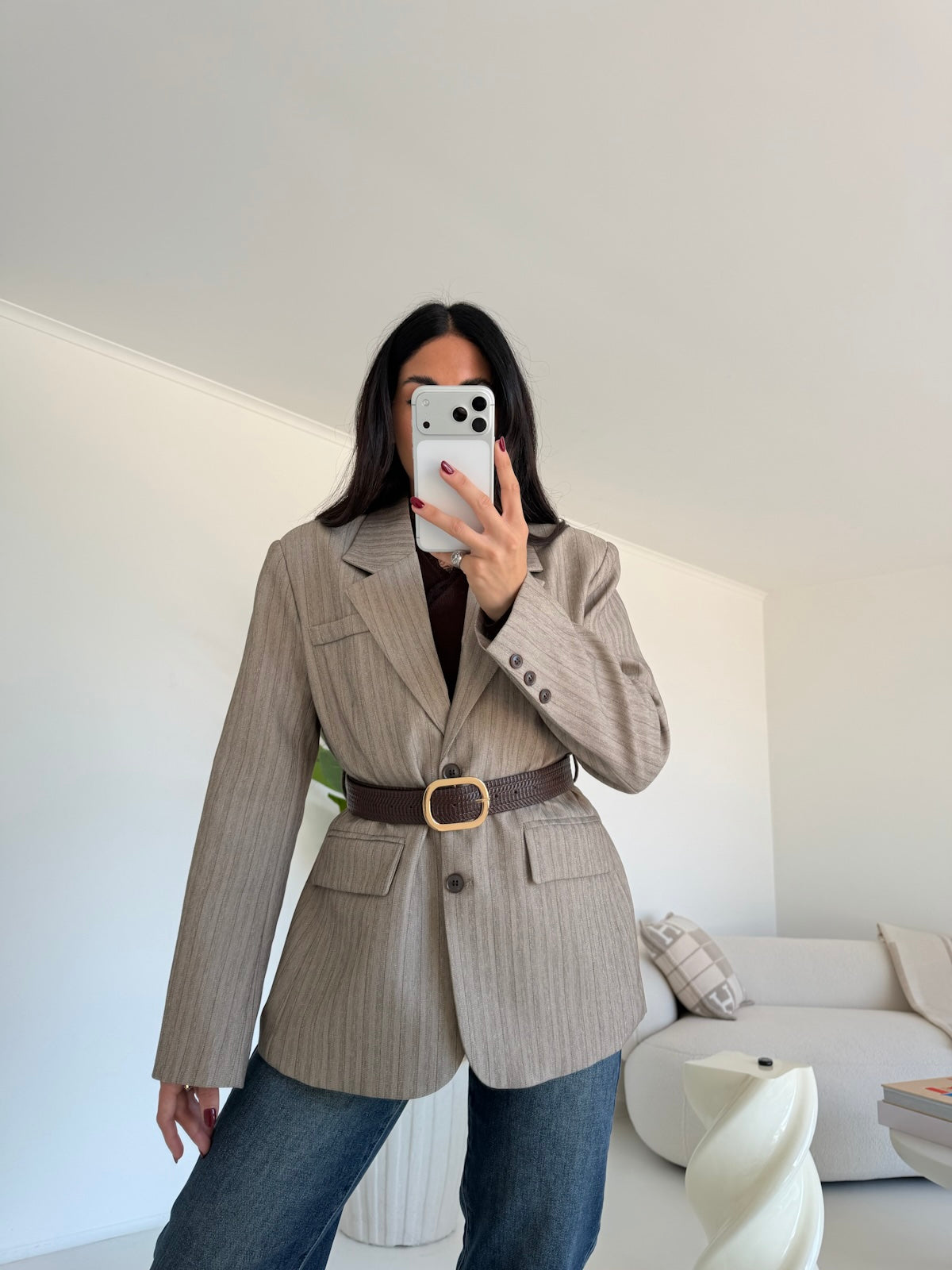 7087-BLAZER+CINTURA ELLIS TAUPE