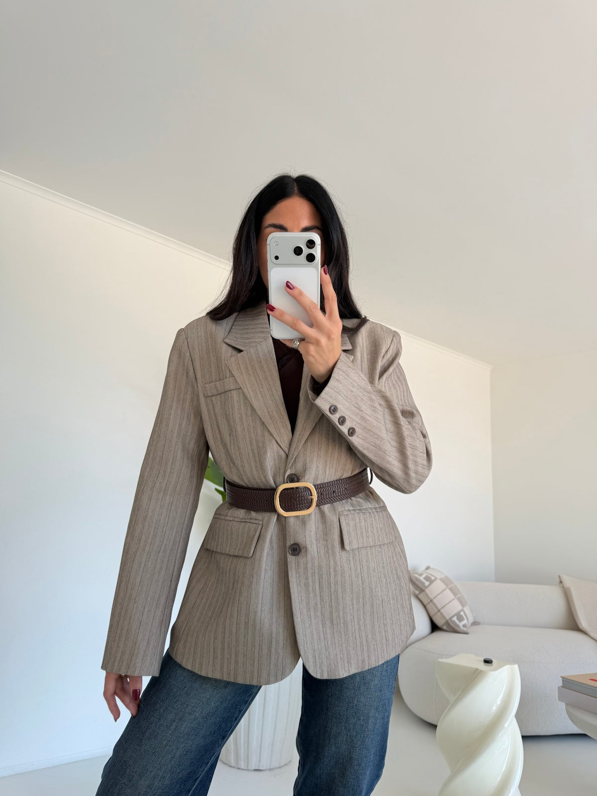 7087-BLAZER+CINTURA ELLIS TAUPE