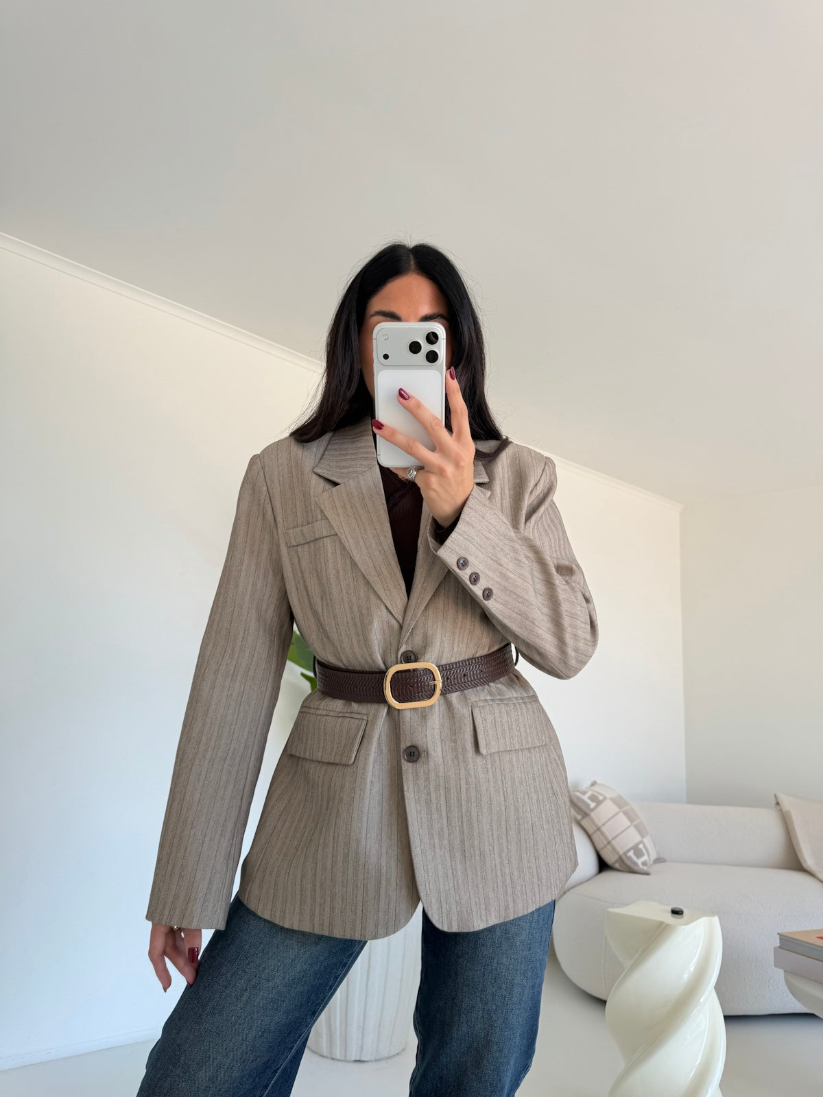 7087-BLAZER+CINTURA ELLIS TAUPE