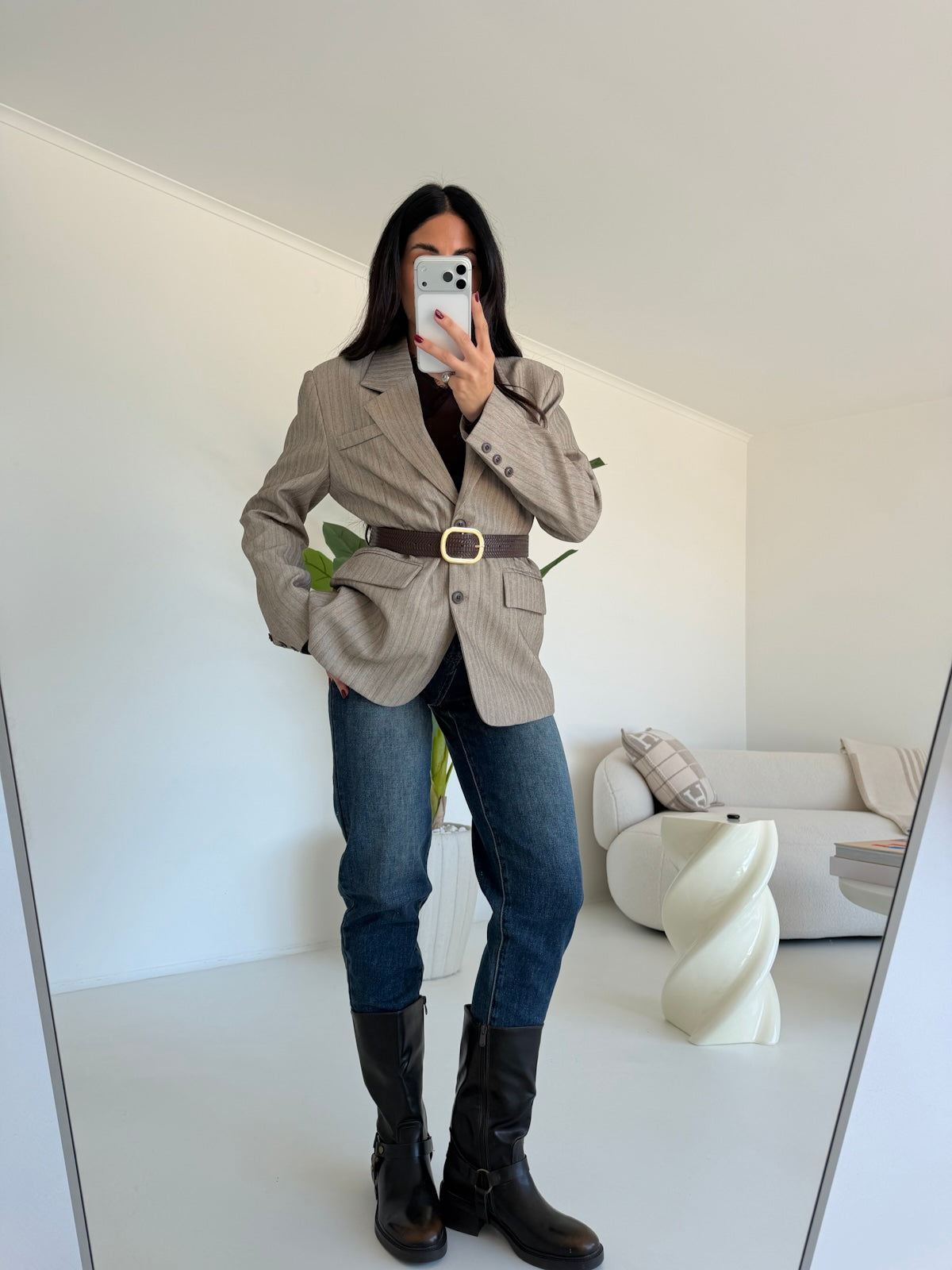 7087-BLAZER+CINTURA ELLIS TAUPE
