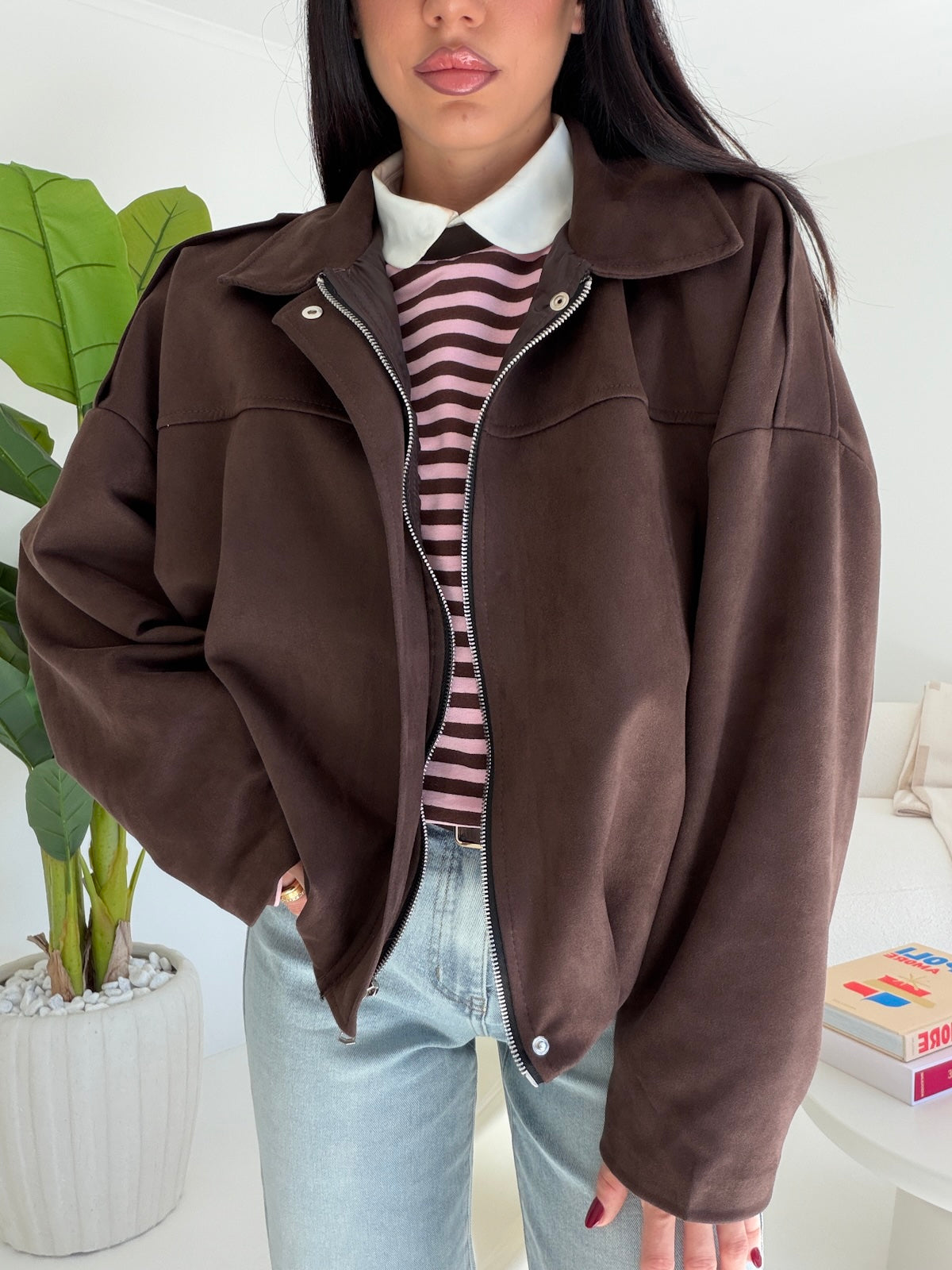 A2736-BOMBER SUEDE CHOCO
