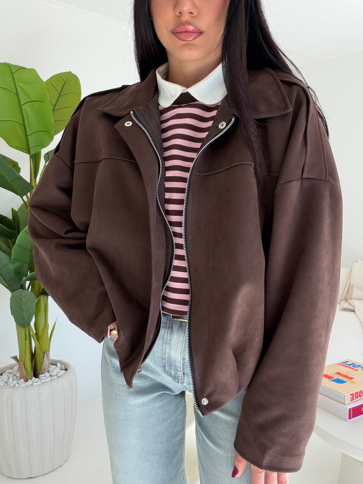 A2736-BOMBER SUEDE CHOCO