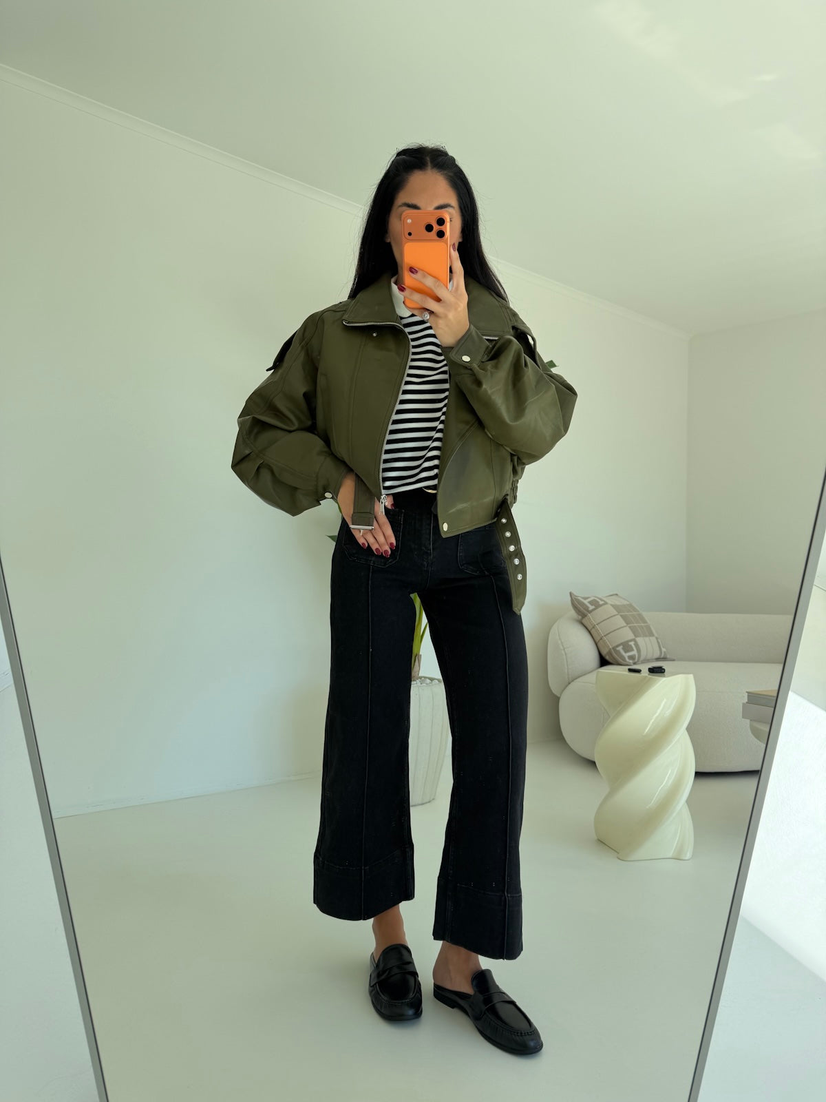 DA-1078D-BIKER CROP MILITARE