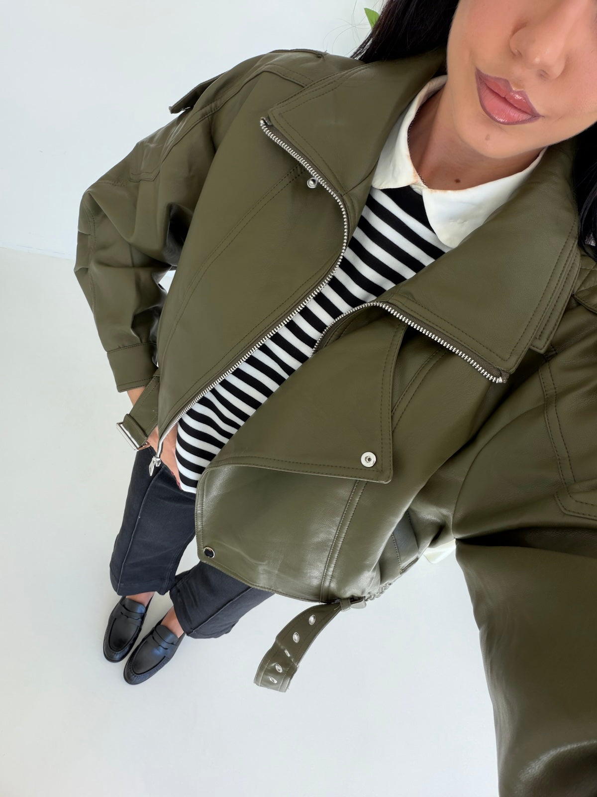 DA-1078D-BIKER CROP MILITARE