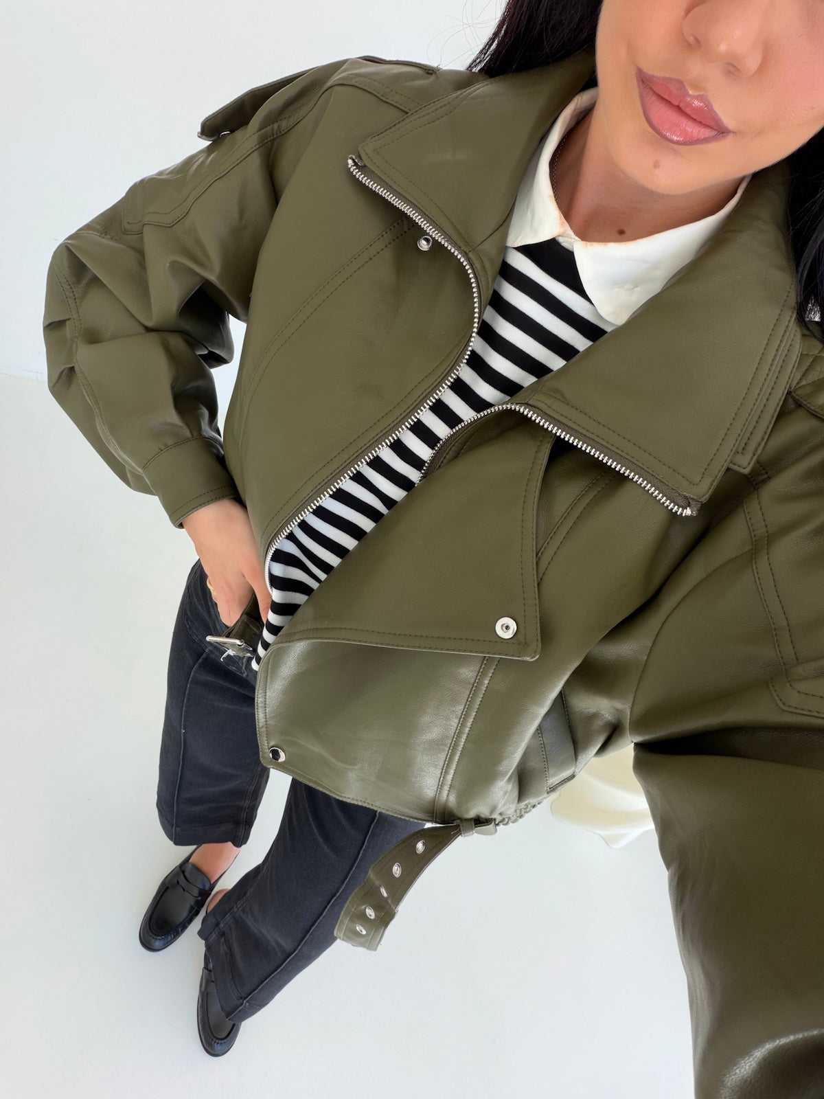 DA-1078D-BIKER CROP MILITARE