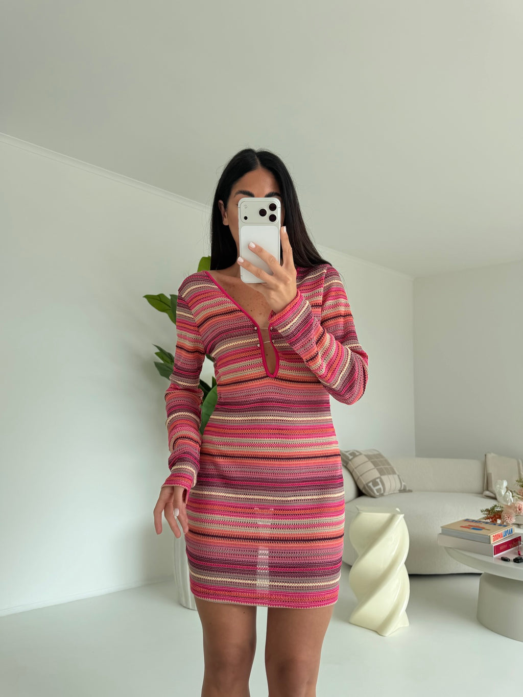 M7562-5-MINI ABITO TROPICANA FUCSIA