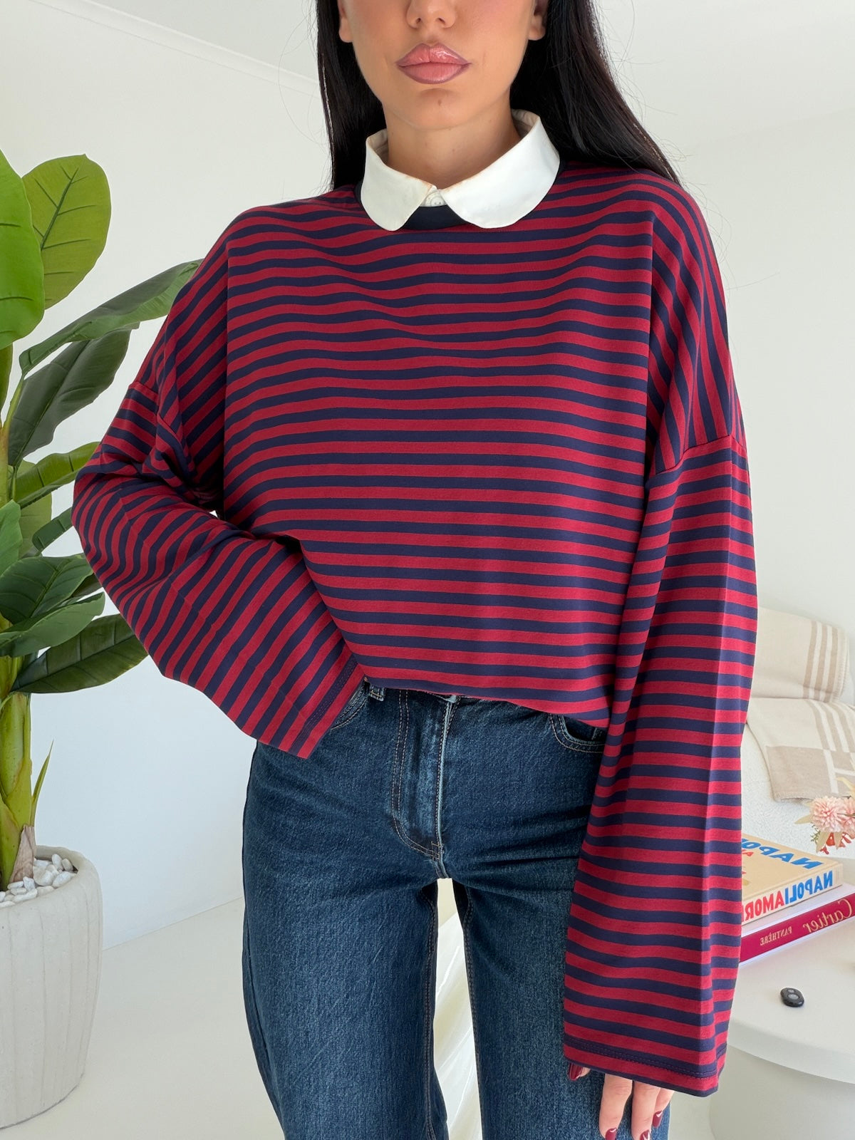 MAGLIA ISA-WINE&NAVY