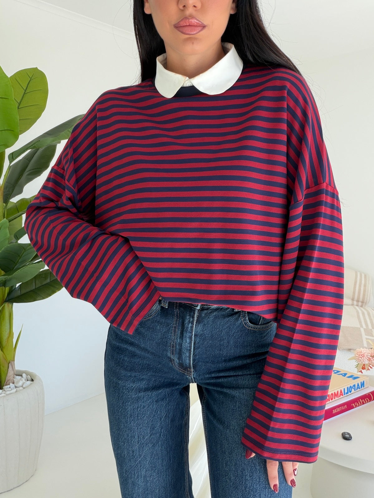 MAGLIA ISA-WINE&NAVY