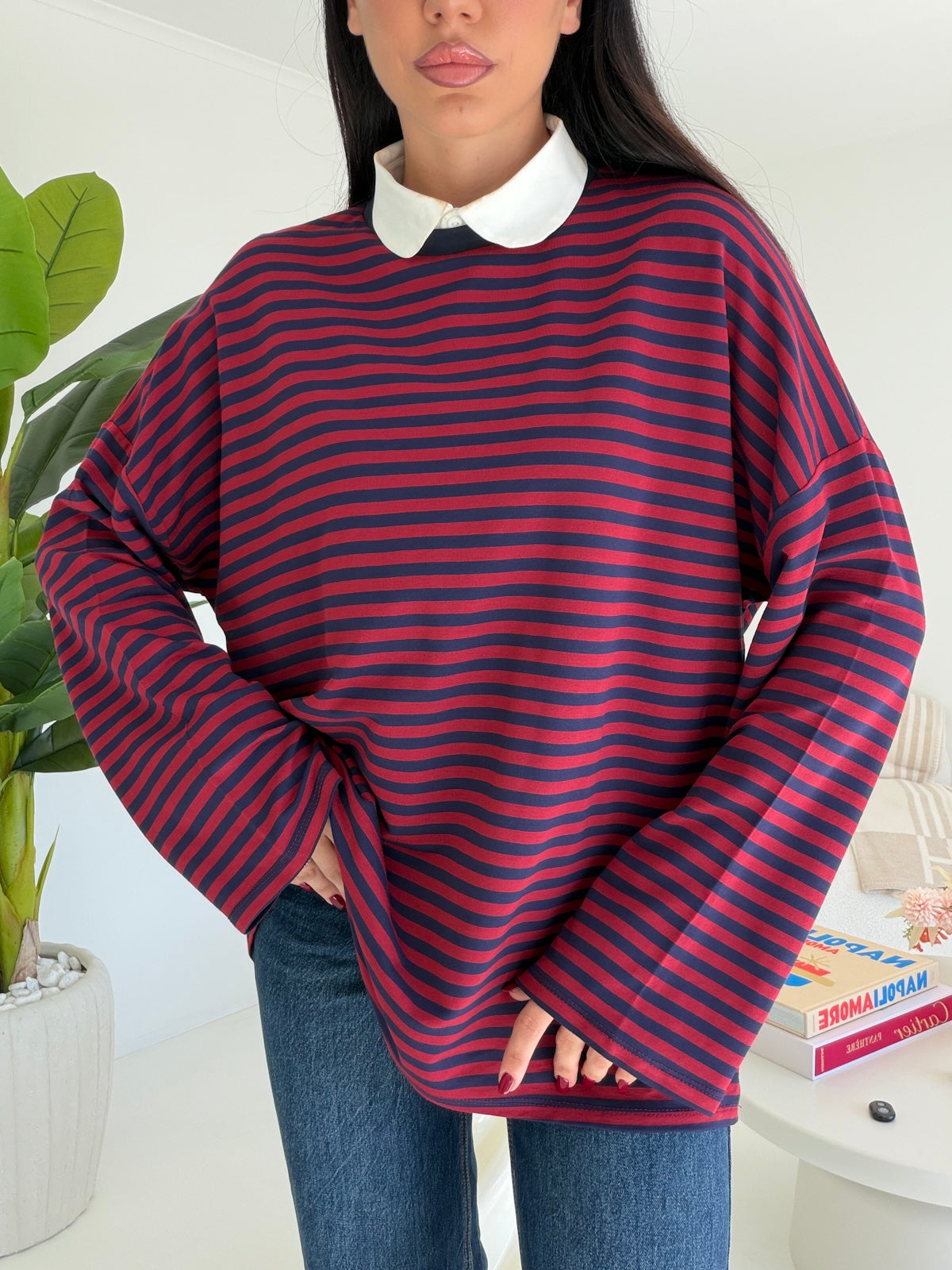 MAGLIA ISA-WINE&NAVY