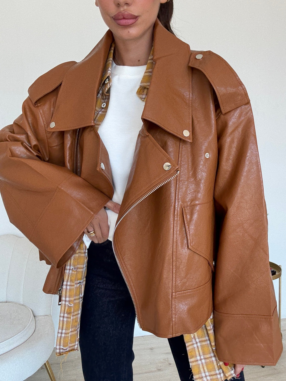 PU8020-1-BIKER ECOPELLE BISCOTTO