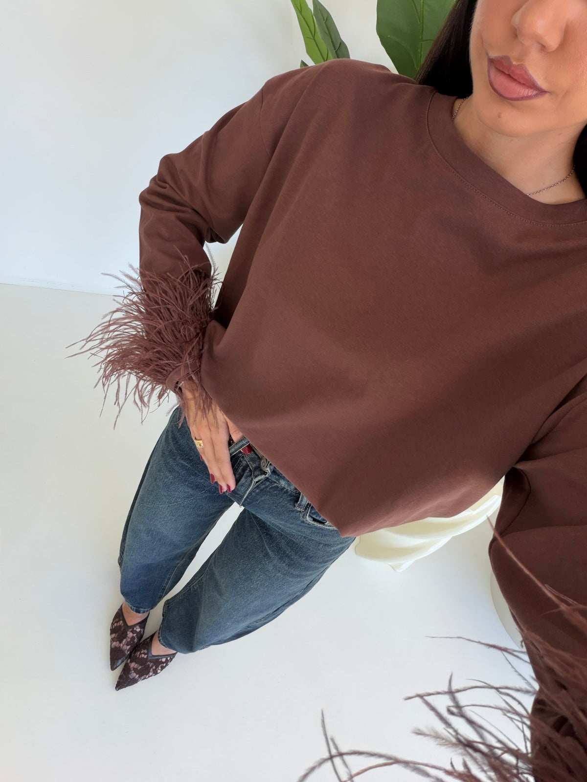 17325-MAGLIA PLUME CHOCO