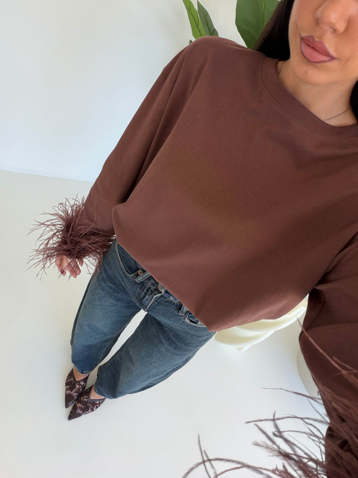17325-MAGLIA PLUME CHOCO