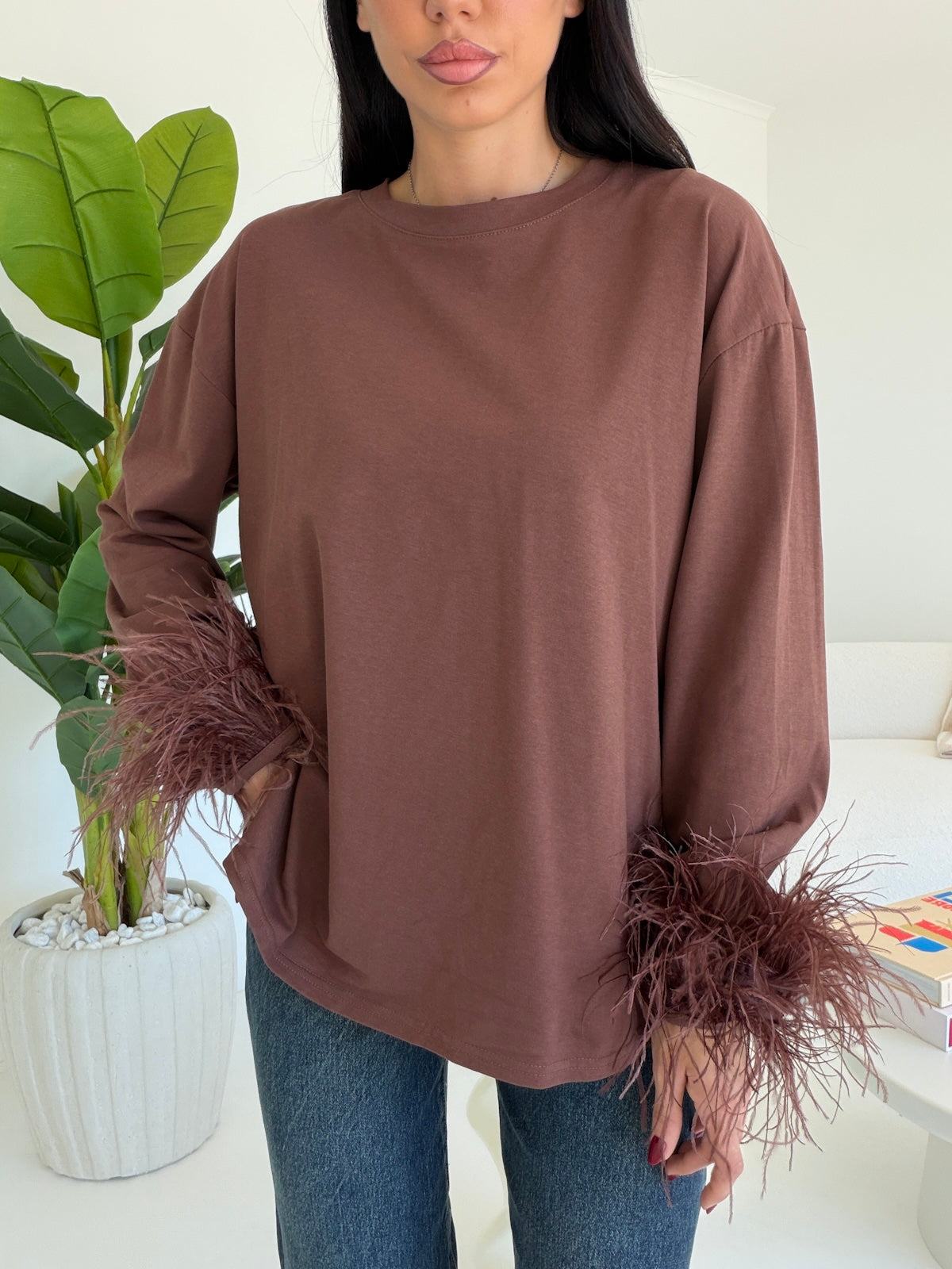 17325-MAGLIA PLUME CHOCO