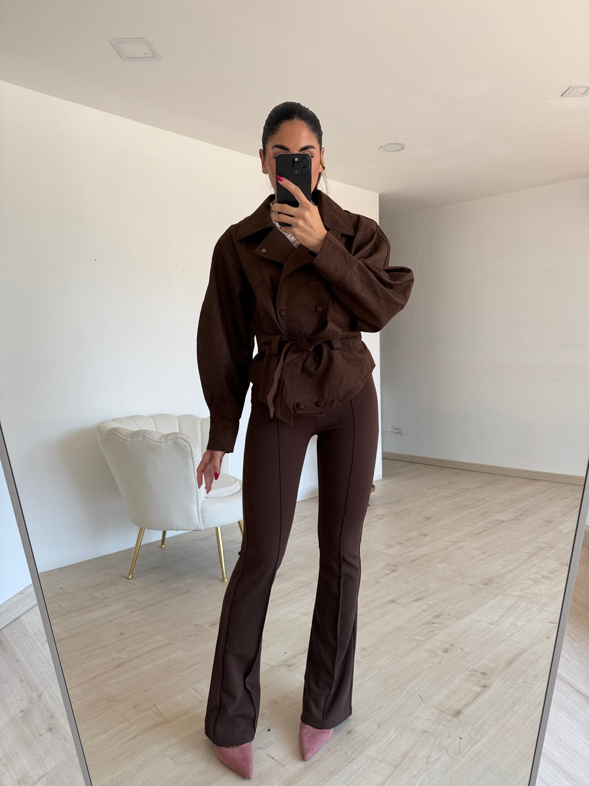 H590-PANTALONE A ZAMPA CHOCO