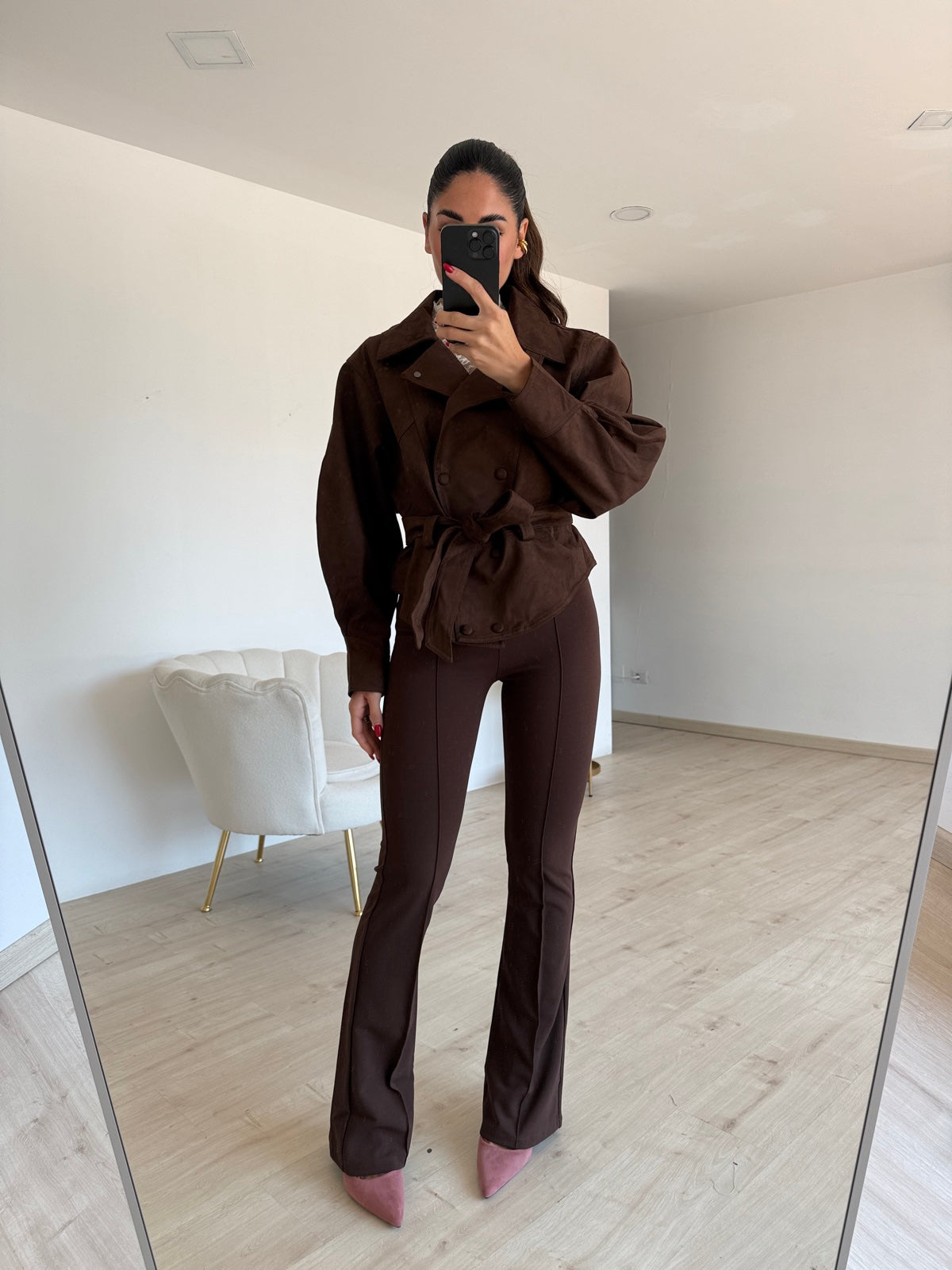 H590-PANTALONE A ZAMPA CHOCO