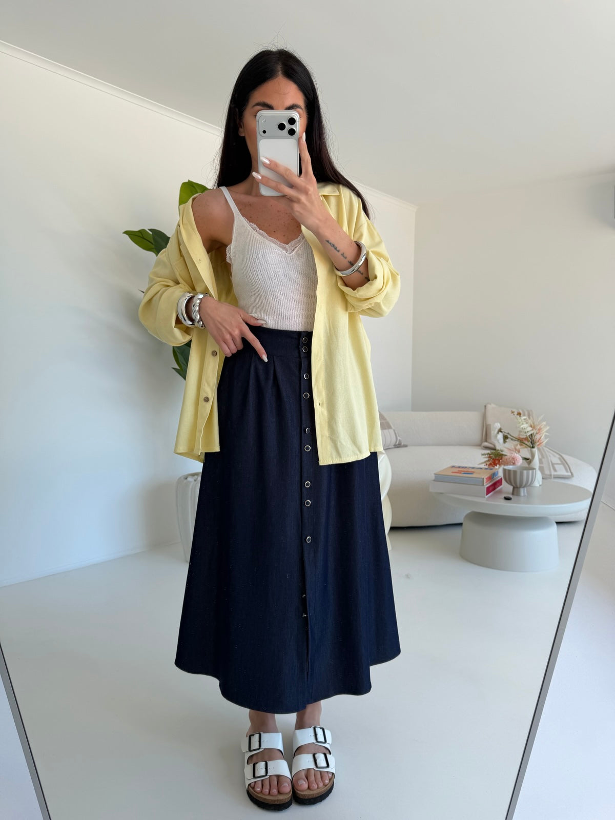 19188-1-GONNA LONGUETTE EFFETTO DENIM