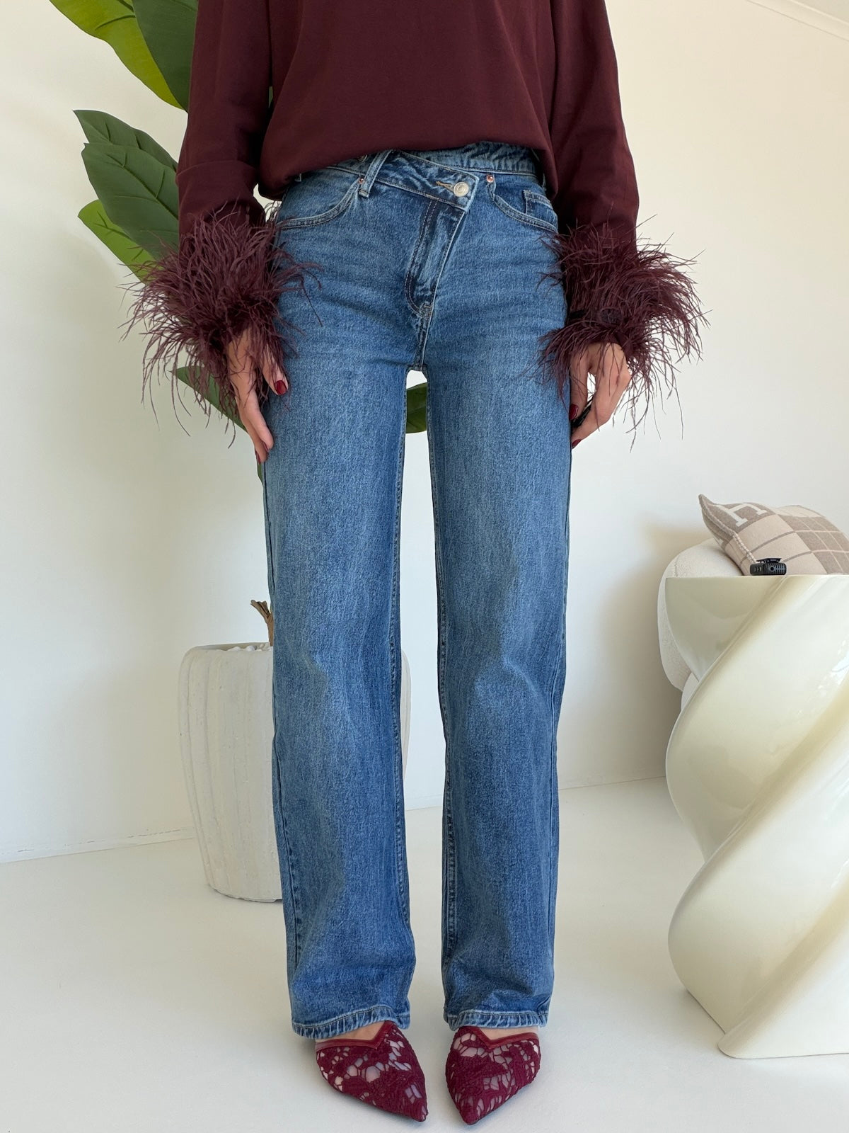 MG-681X-JEANS CHIUSURA ASIMMETRICA