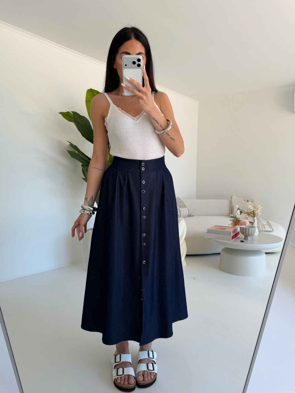 19188-1-GONNA LONGUETTE EFFETTO DENIM