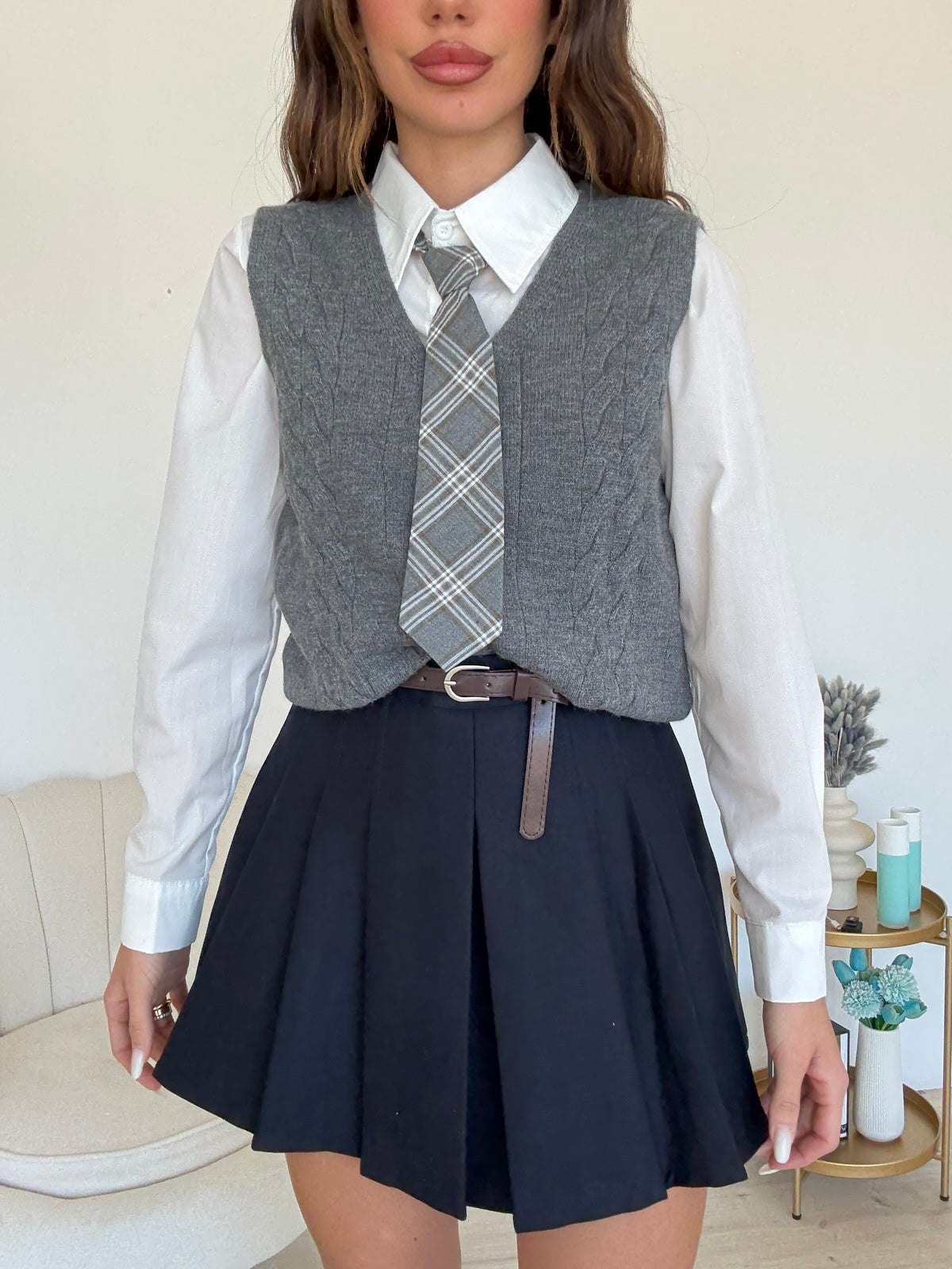 AY65204AB-GILET+CRAVATTA+CAMICIA GREY
