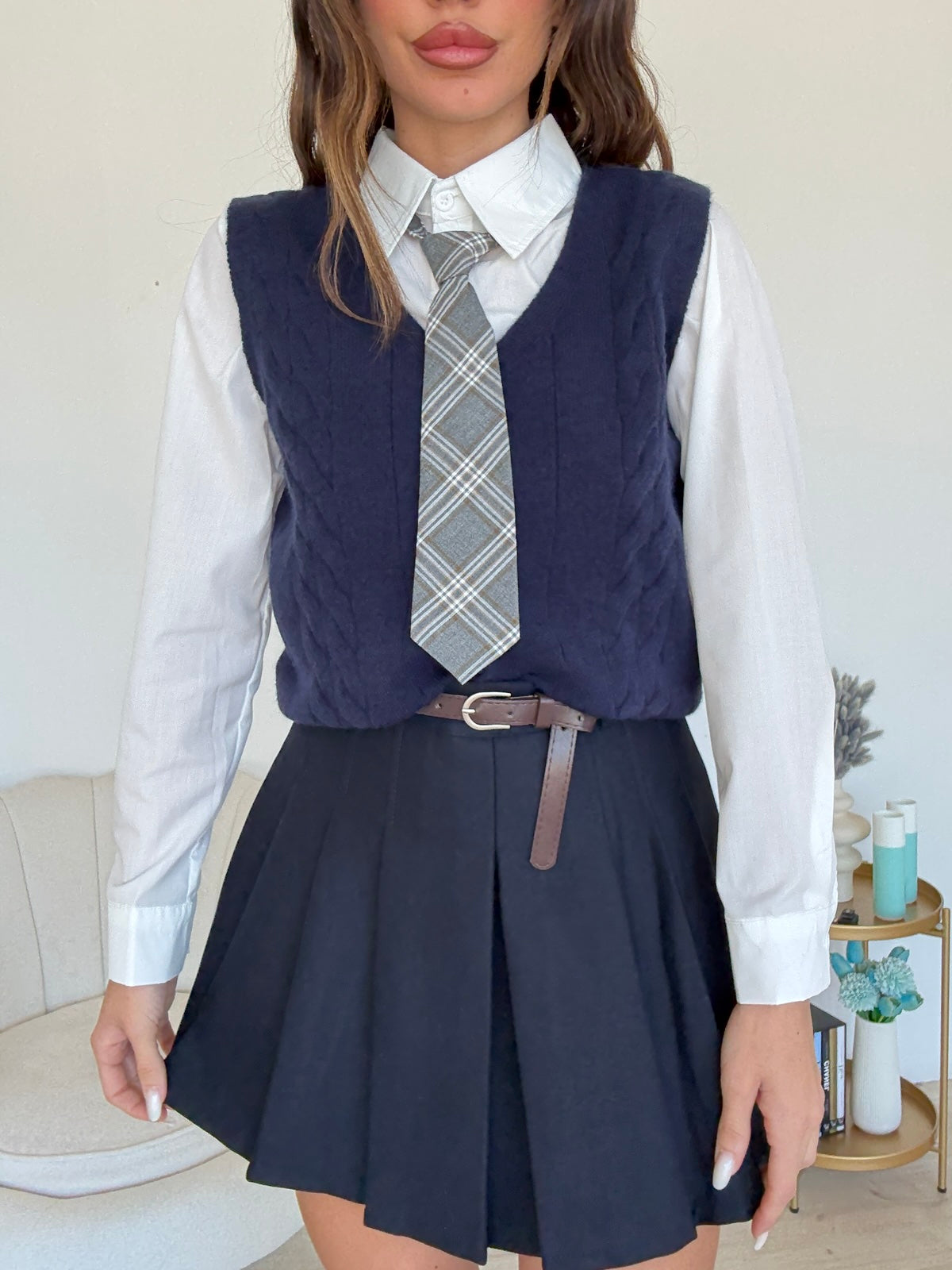AY65204AB-GILET+CRAVATTA+CAMICIA NAVY
