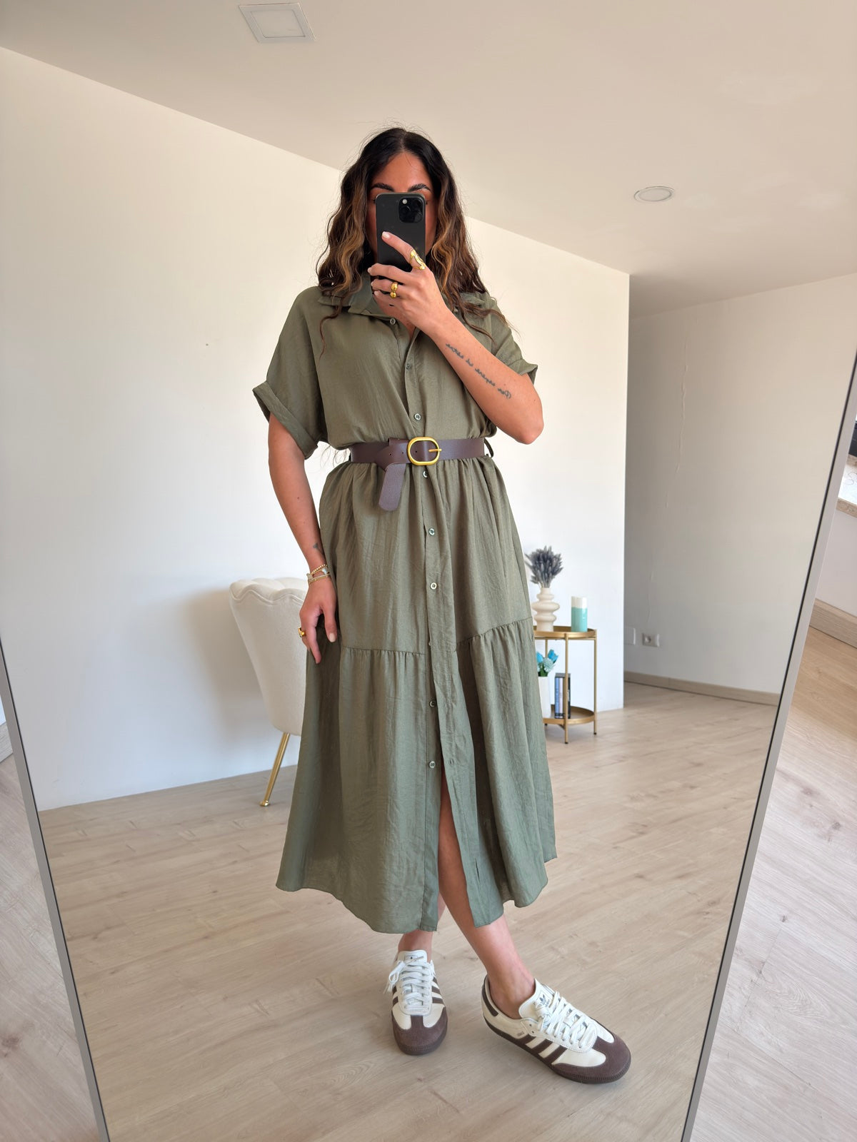 CHEMISIER CON CINTURA VERDE MILITARE
