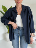 CAMICIA IN SIMIL LINO NAVY