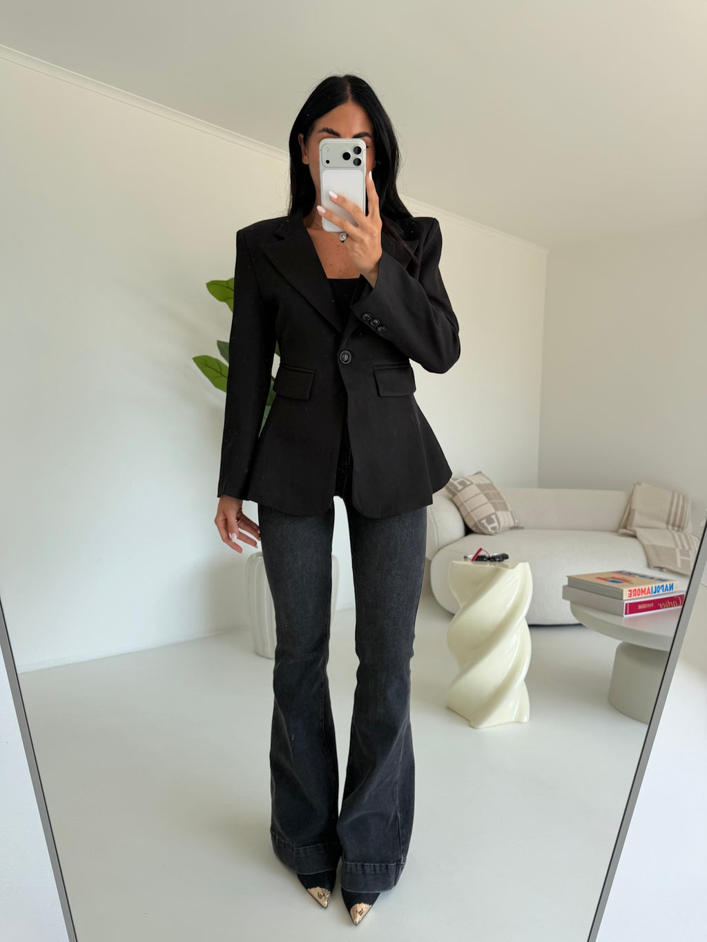 K818-KM3560-11-JEANS A ZAMPA MARMO NERO