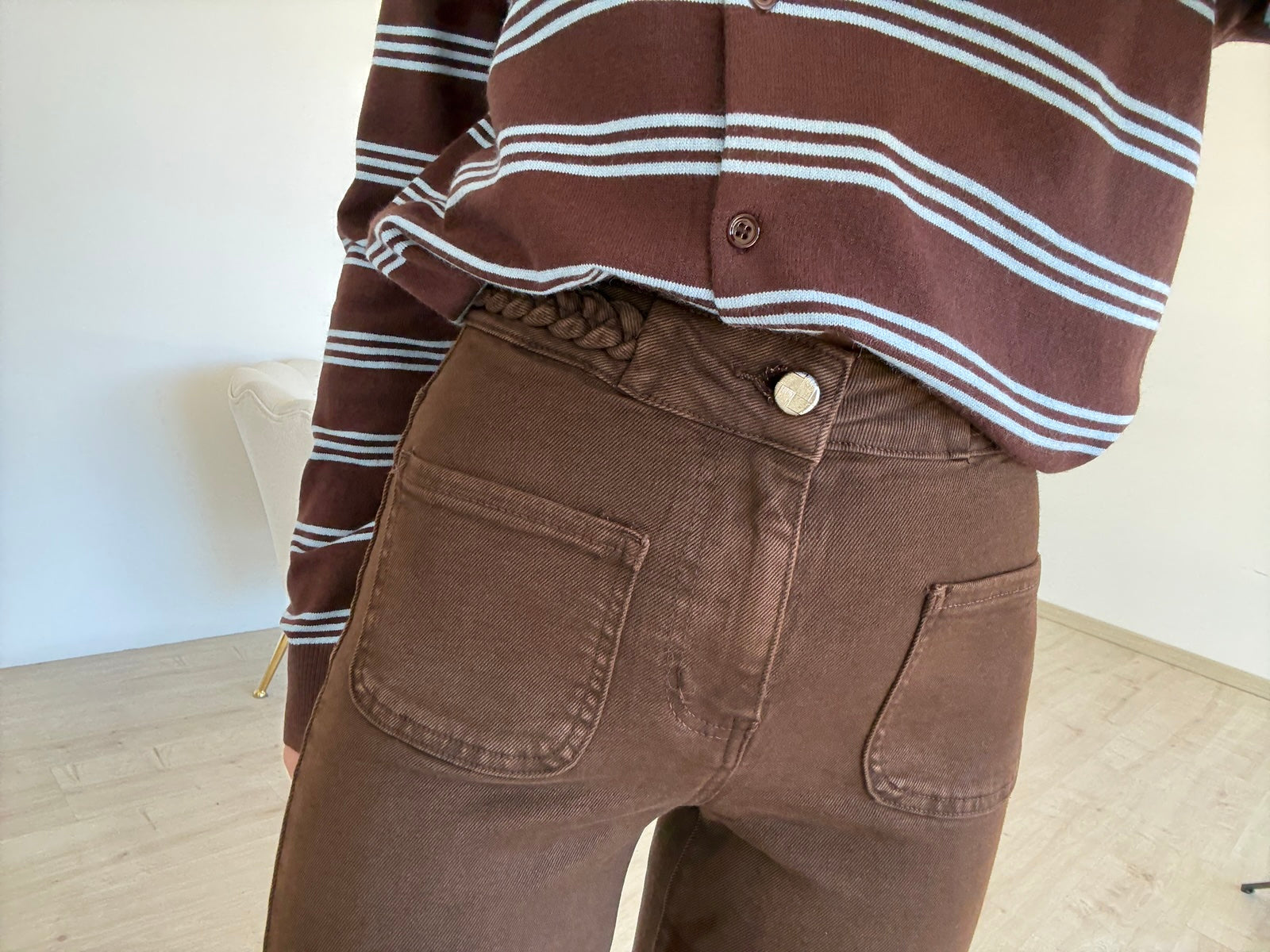 Y633174-JEANS GAMBA DRITTA TRECCE CHOCO