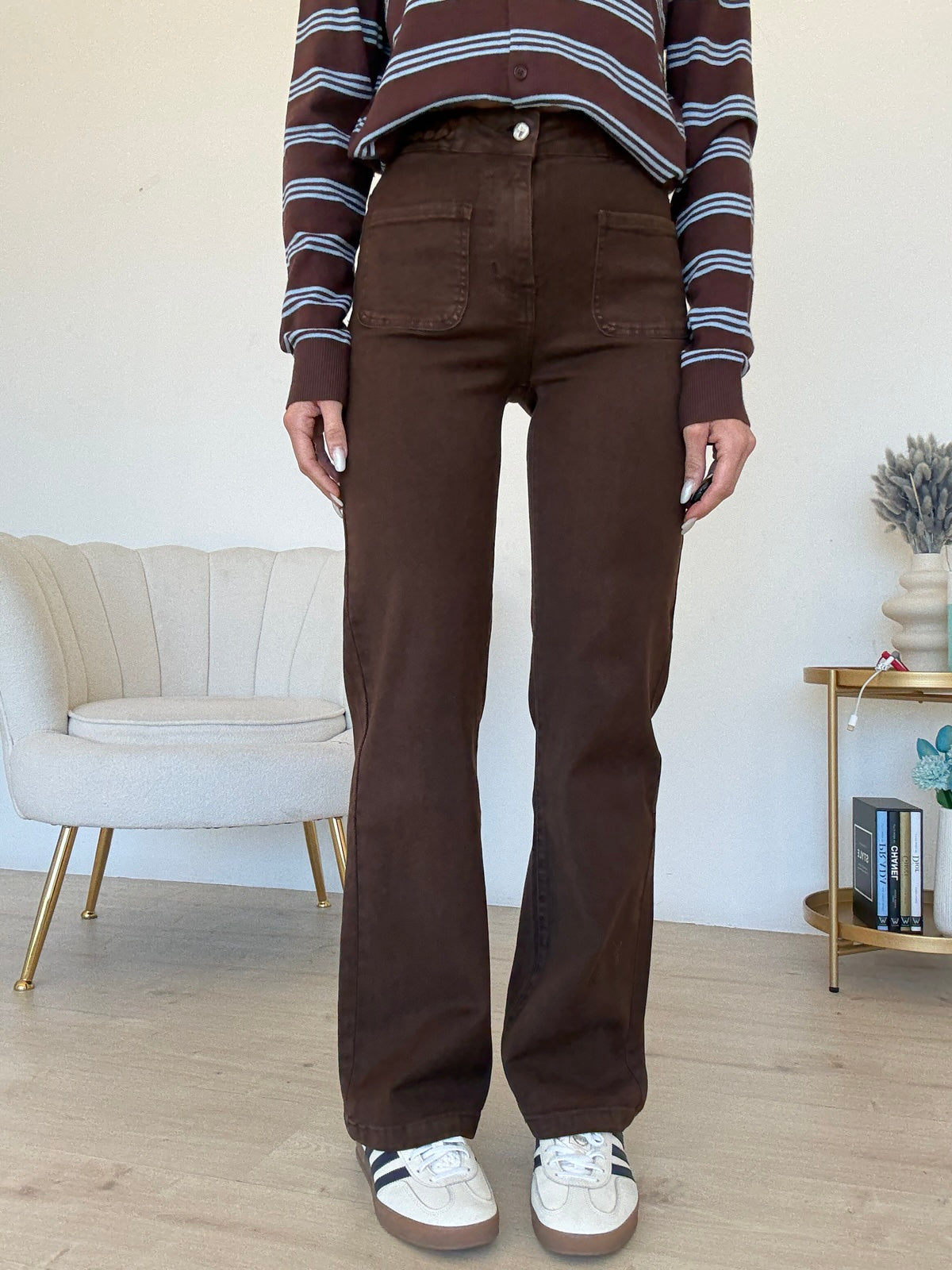 Y633174-JEANS GAMBA DRITTA TRECCE CHOCO